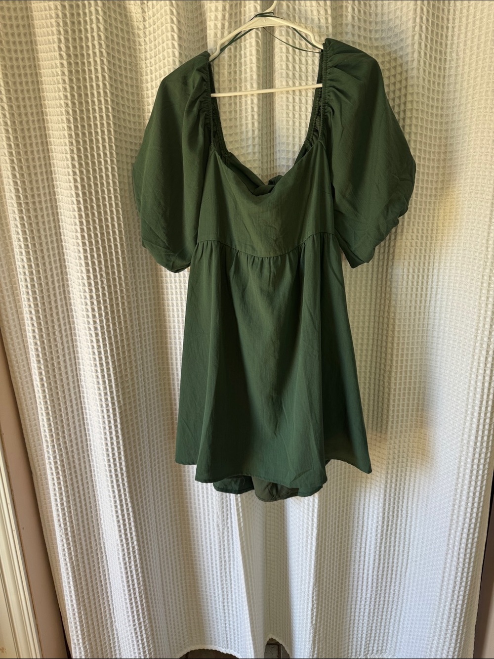 Mi Ami Army Green Puff-Sleeve Tunic Dress